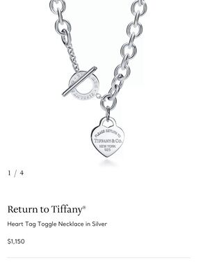 Tiffany & Co. Silver Heart Tag Toggle Necklace